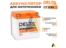 Мотоаккумулятор Delta CT 1230, 12V 30Ah, 300А YTX30L-BS, YB30L-B, YTX30L обратная пол.
