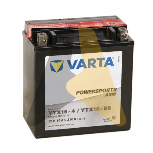 Автомобильный аккумулятор Varta FUNSTART AGM 14 Ач 210А 150x87x161 П.П. 514902022, YTX16-BS сухозар.
